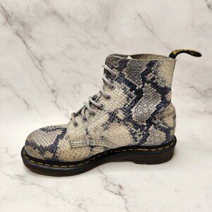Dr. Martens Pascal Snake Grey Combat Boots Booties Lace-Up Women's 8